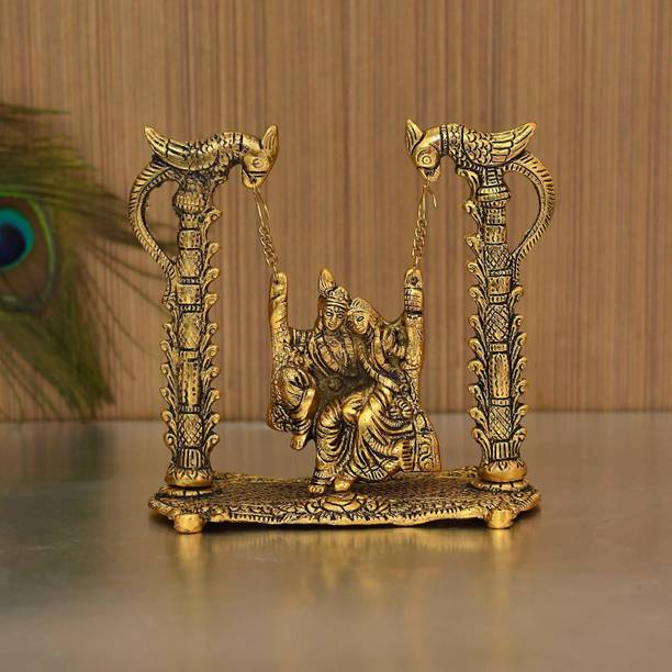 Chhariya Crafts Radha Krishna Swing Jhula डेकोरेटिव शोपीस - 18 cm