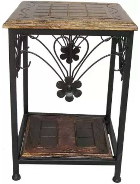 INDIAN DECOR SZY Wood and Iron Bed side Table Solid Wood Side Table