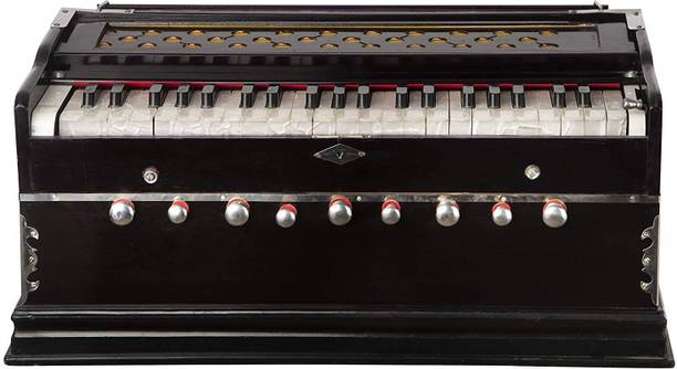 Naad Harmonium 9 Stopper, Chudidaar Bellow 42 key Two reed Bass Male with Waterproof Cover Bag 3.5 Octave Hand Pumped Harmonium