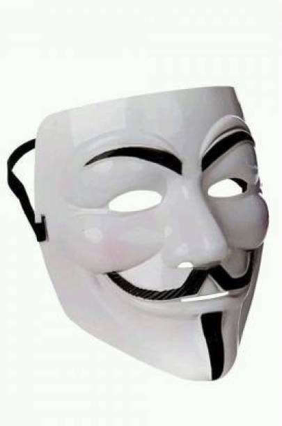Bal samrat White Vendetta Comic Face Anonymous Hacker (BS-8) Party Mask Set of 1 Party Mask