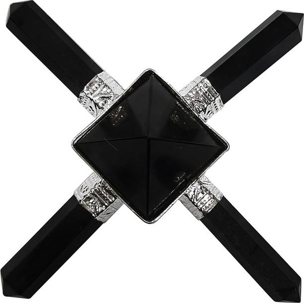 Shubhanjali Black Tourmaline Generator Reiki Energy Generator Pyramid,4 Point Black Tourmaline Energy Generator,Energy Generator Tool with Pyramid,Tourmaline Pyramid With Four Pencil Energy Generator Decorative Showpiece  -  5 cm