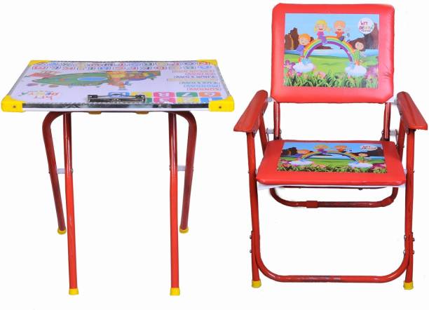 Demya king of steel Plywood And Metal Study Playing Table Chair Set For Kids(Red) Metal Desk Chair
