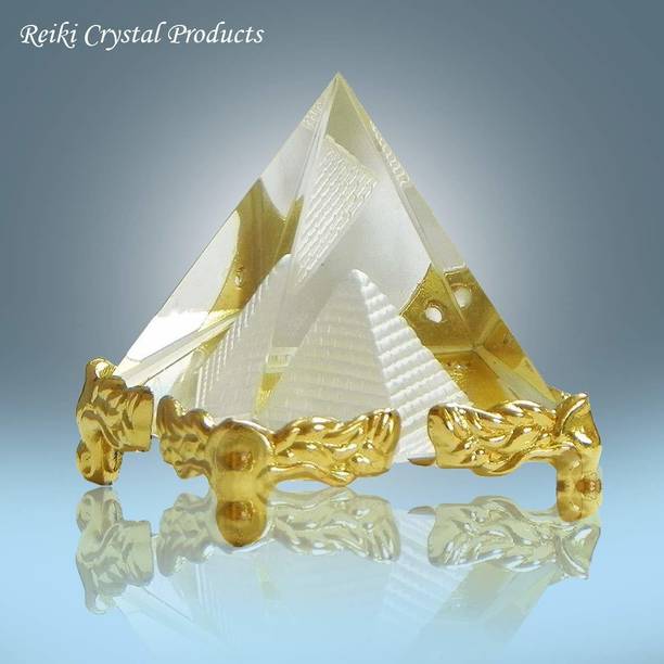 REIKI CRYSTAL PRODUCTS Feng Shui Glass Pyramid Crystal Pyramid With Stand For Positive Energy, Vastu Correction, Spirits, Success Good Luck and Prosperity Home Decor, Office Table And Wall Slab Decorative Showpiece  -  5 cm