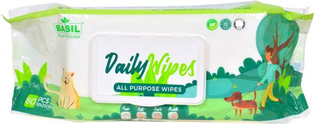 BASIL Daily Wipes for Pet-Pack of 1 Pet Ear Eye Wipes