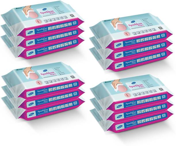 Dignity Sparklean Multipurpose Surface Cleansing Wipes, 240x300 mm, 50 pcs/Pack (Pack of 12), 600 Wipes