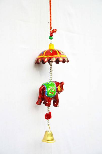 Raj Shai Craft Decorative Jhoomar Wind Chime Hanging Bell ganesha Jhumer multi Colour Full Door,Wall Hanging for Home,tample,Event Decoration (paper mache) Decorative Showpiece  -  25 cm