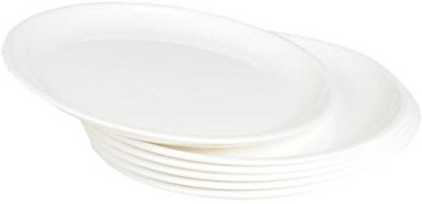 Everbuy Light Weight Odorless Gloss Finish Stackable BPA Free Microwave Safe and Unbreakable Round White Half Plates Snacks Plate Appetizer Plate Breakfast Plate For Home and Restaurant (7.5 inches) Half Plate