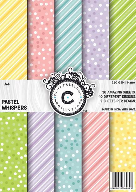 Craftastique Pastel Whispers Stripes & Dots Scrapbooking Paperpack A4 250 gsm Craft paper