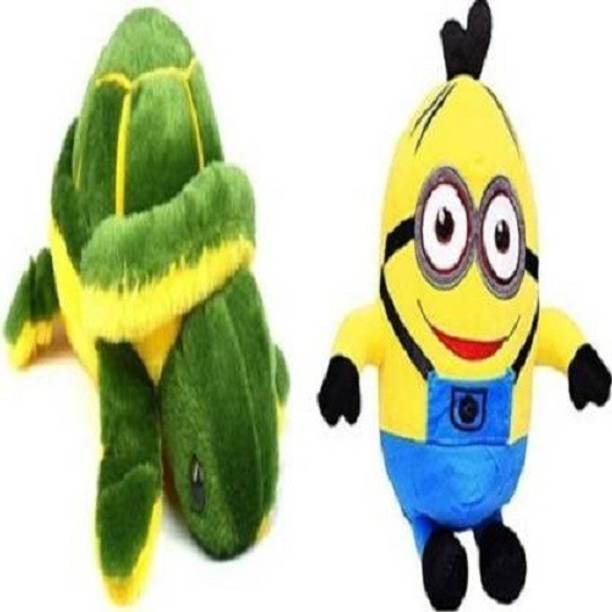 RBB HUB Gift basket stuffed Soft Animal Toy for kids/Birthday Gift/Boy/Girl combo of Minion and Tortoise - 32 cm (Multicolor)  - 32 cm