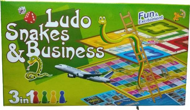 JMD Creation 3 in 1 Game Ludo Snakes With Business Games for Kids Party & Fun Board Game