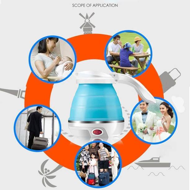 ND BROTHERS Foldable Electric Travel Kettle Dual Voltage Food Grade Silicone 0.6 Liter 5 Cups Coffee Maker