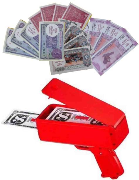 VK MART Money injector Cash Gun Make It Rain Money Gun 100 Fake Dollars with 1-2-5-2000 notes(each note 100ps) Money Gun