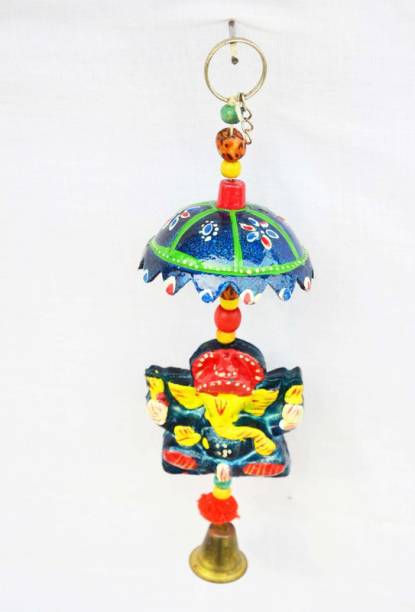 Raj Shai Craft Decorative Jhoomar Wind Chime Hanging Bell ganesha Jhumer multi Colour Full Door,Wall Hanging for Home,tample,Event Decoration (paper mache) Decorative Showpiece  -  27 cm