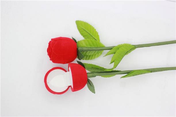 Royal Villa Pack of 2 Rose Velvet Ring Box Without Ring-Red Jewellery Vanity Box