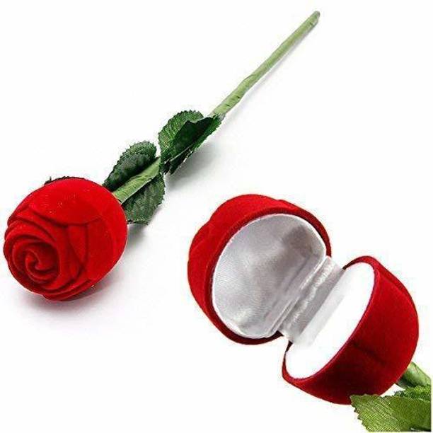 Royal Villa Rose Velvet Ring Box Without Ring-Red Jewellery Vanity Box (Red) Jewellery Vanity Box