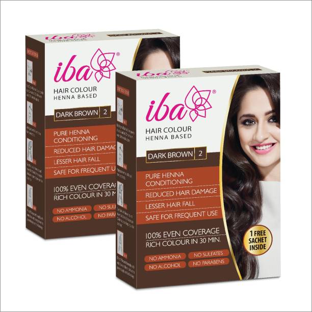 Iba Halal Care Hair Colour Henna Based For Women (Pack of 2) 2 x 70g (140g) , Dark Brown