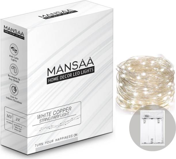 MANSAA 30 LEDs 3.05 m White Steady String Rice Lights