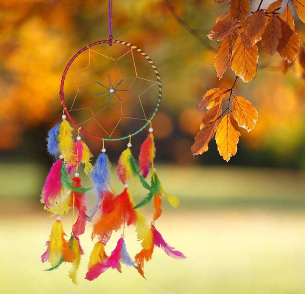 Ryme 6 Inches Multi Color Dream Catcher Wall Hanging For Home / Office Wool Dream Catcher