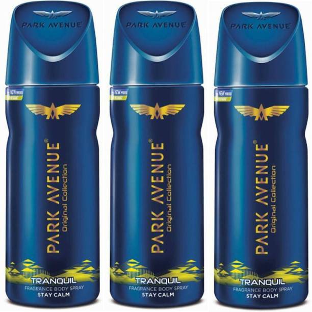 PARK AVENUE Tranquil Deodorant Combo Pack of 3 Deodorant Spray - For Men (390 ml, Pack of 3)
