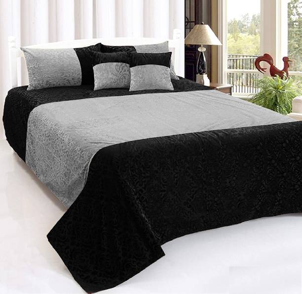Homesajja Velvet King Flat 250 TC Solid 1 Bedsheet with 2 Pillow Covers, 2 Cushion Covers