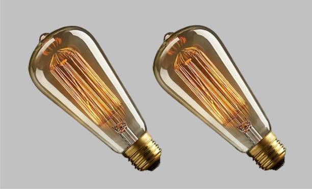 Hybrix HQ Vintage Filament Edison Bulb, Golden (SET OF 2), E27 Screw Holder Base 40 W Decorative E27 Decorative Bulb