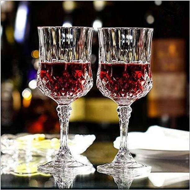 MD REATIL (Pack of 2) diamond cut red wine glasses Glass Set Wine Glass
