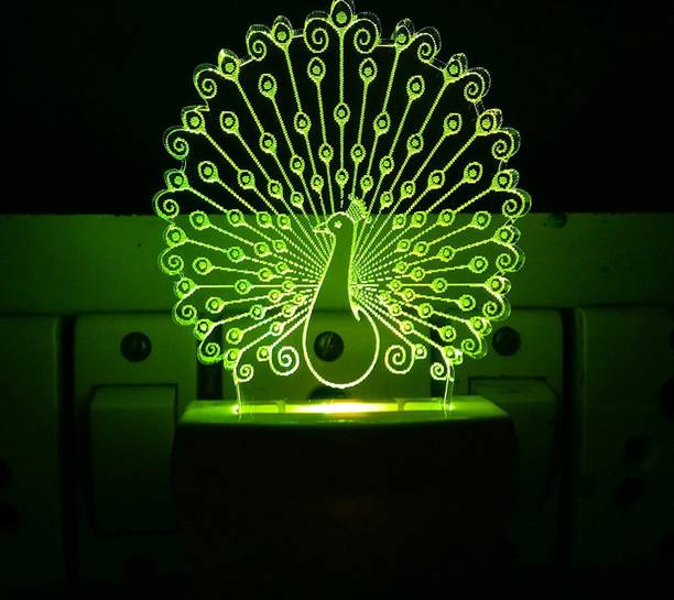 jkart Beautiful PEACOCK DESIGN Night Lamp (10 cm, Multicolor) Nig