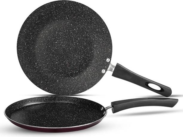 VINOD Supreme Non-Stick Dosa Tawa for roti/chapati/paratha Cookware Set of 2 Pcs Induction Bottom Non-Stick Coated Cookware Set