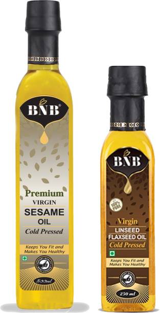 BNB Premium Virgin Sesame Oil|Til OIl|Gingelly Oil (500 ML) & Virgin Flaxseed| Linseed Oil (250ML) Combo Sesame Oil PET Bottle
