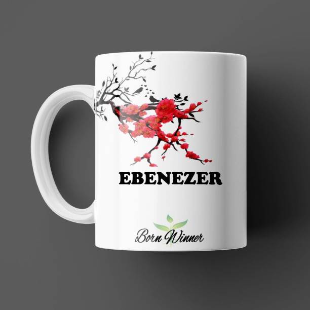 Beautum BORN WINNER Ebenezer Name Printed White Ceramic (350)ml Model NO: BRNWIN5289 Ceramic Coffee Mug