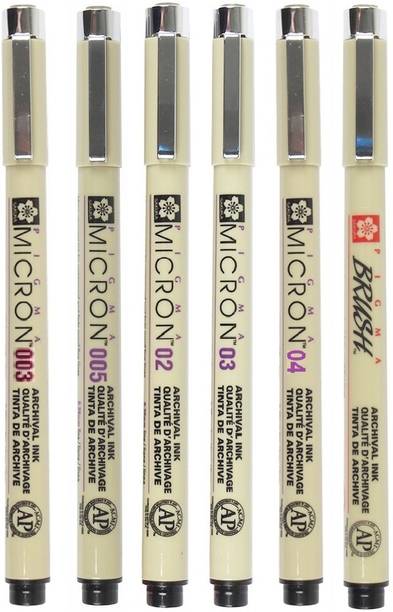 SAKURA Pigma Micron (Black ink) Set with Brush Fineliner Pen