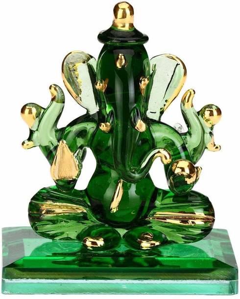 AFAST Green Devine Blessing Ganesh Decorative Showpiece  -  9 cm