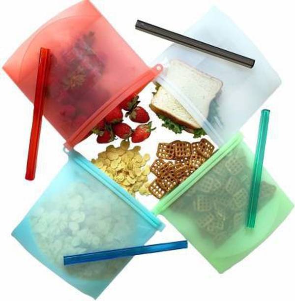 AirMount ™Silicone Food Storage Bag Containers, Zip Lock, Heat and Cold Resistant Silicone Storage Pouch