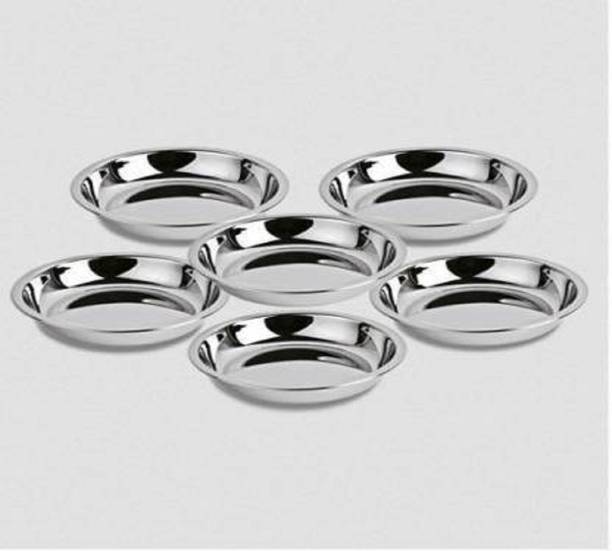 Vedant Stainless Steel Set of 6 Halwa/Dessert Plate Set Quarter Plate ( 6 Quarter Plate) Half Plate
