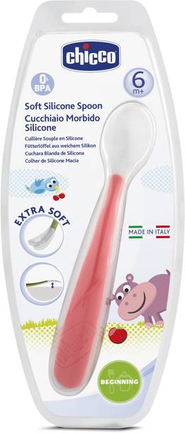 Chicco Red Silicone Spoon 6M+  - SILICONE