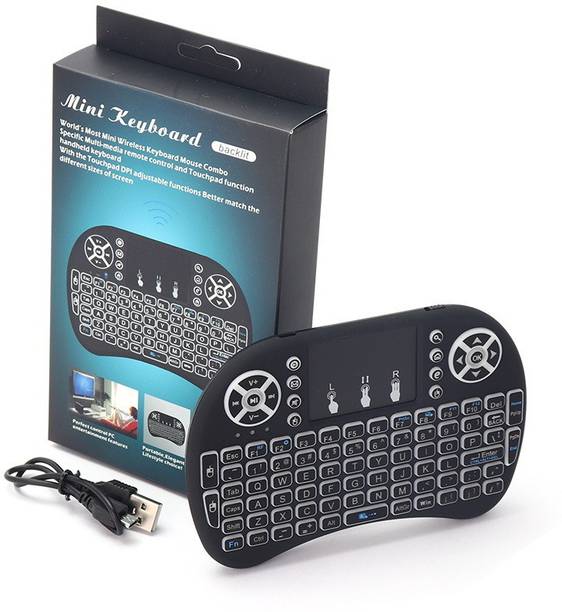 Sai Savera Mini Wireless Keyboard and Mouse(Touchpad with Backlight) with Smart Function for Smart Tv, Android Tv Box, Raspberry-Pi, Android & iOS Devices (Black) Wireless Handheld Laptop Keyboard Compatible with Desktop, Laptop, Mac