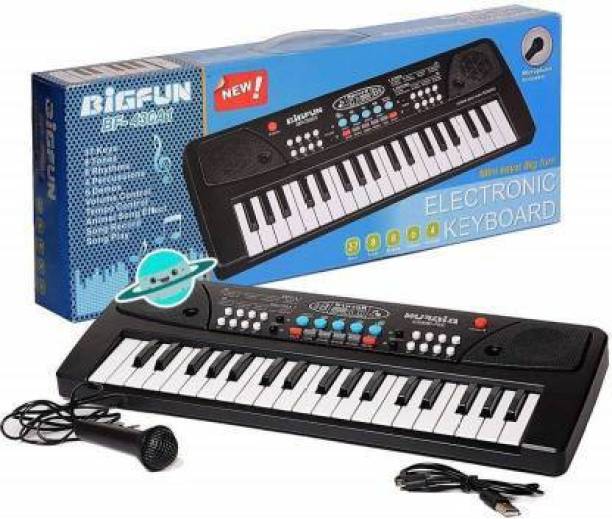 Vinsh 37 Key Piano Keyboard Toy with DC Power Option, Recording and Mic (Black)