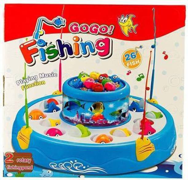 GLIMPEX Electronic And Rotating With Flashing Gogo Fishing Toy Set For Kids Party & Fun Games Board Game