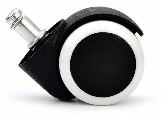 Keetoz Nylon Castor Pin Type Revolving Chair Wheel (Black and White, Small) -Set of 5 Swivel Furniture Caster