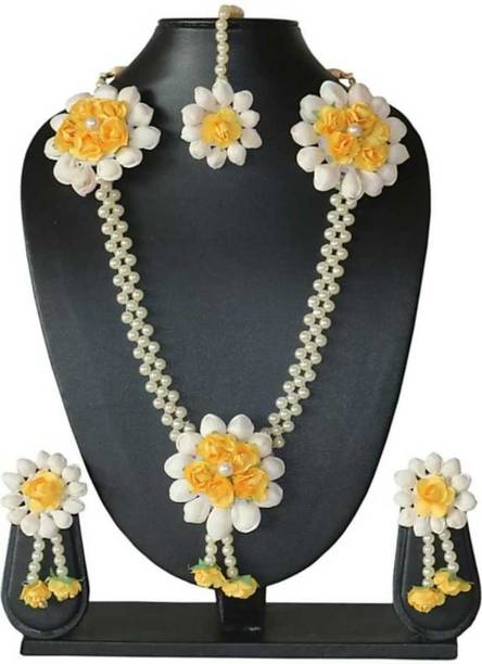 Rozec Fabric, Paper White, Yellow Jewellery Set