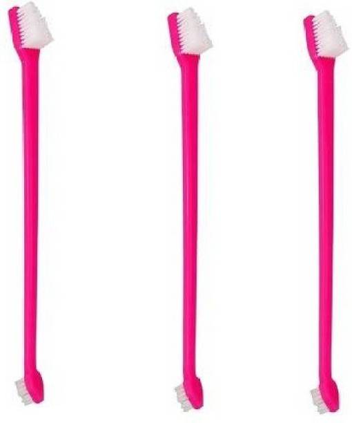 JSKPET Cleaning Dental Toothbrush Set of 1 Double Headed, for Dogs Cats Puppy, Pack of 3 Pet Toothbrush