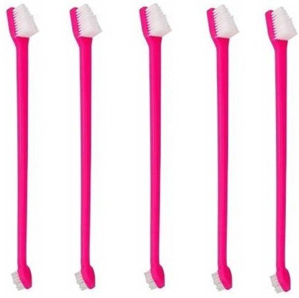 JSKPET Cleaning Dental Toothbrush Set of 1 Double Headed, for Dogs Cats Puppy, Pack of 5 Pet Toothbrush