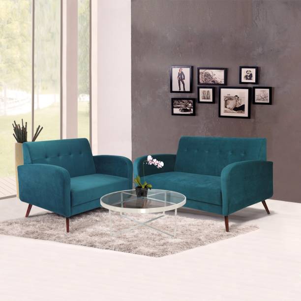 ARRA Rome Tufted Back Fabric 3 + 2 Green Sofa Set