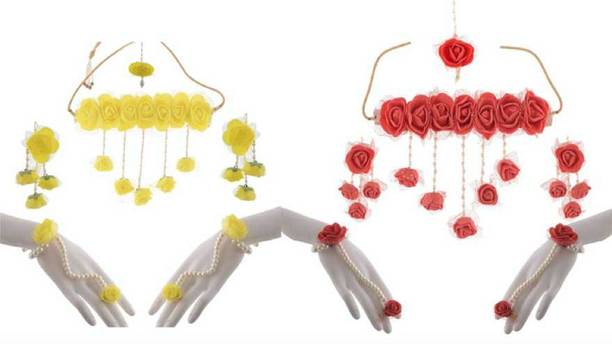 style revolver Fabric, Paper Yellow, Red Jewellery Set