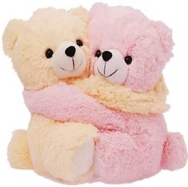 RBB HUB Soft huggable couple Teddybear gift for valentine - 32 cm (Pink, Cream) - 32 cm
