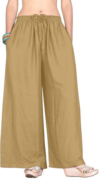 Women Relaxed White Pure Cotton Trousers