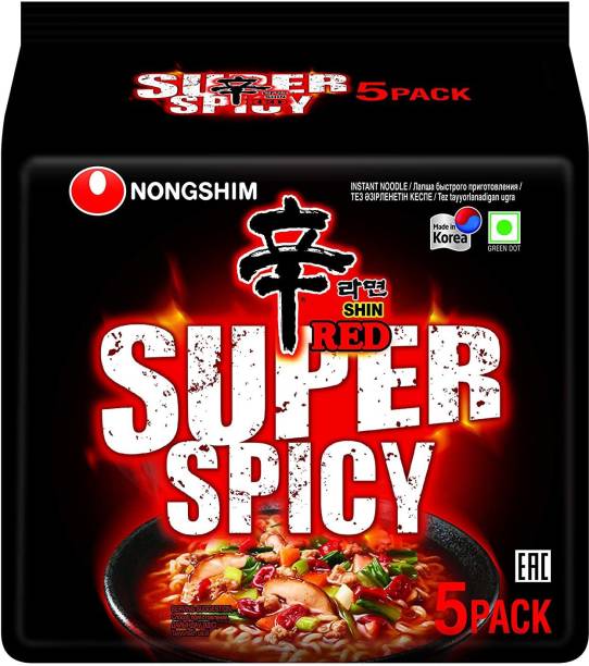 Nongshim Red Super Spicy Instant Noodles 600gm(120gm*5) (Imported) Instant Noodles Vegetarian