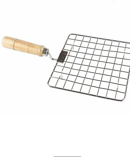 Social Kitchen Jali Roti Roast Grill Papad Roaster Chapati Toast Grill Wooden Handle Paneer Tandoor Net 1 kg Roaster 1 kg Roaster