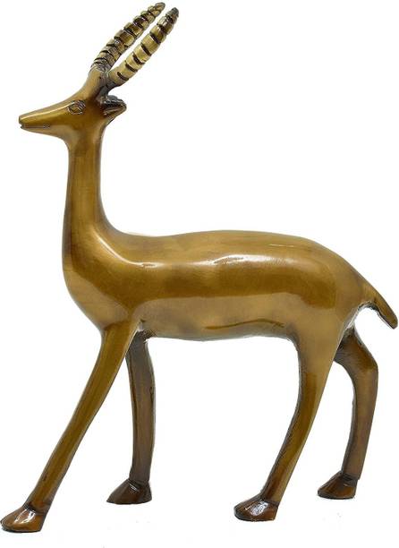 creative scluptor Vintage Brass Standing Deer Showpiece | Home Decor | Decorative Showpiece  -  21 cm