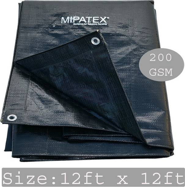 Mipatex Tarpaulin Sheet Waterproof Heavy Duty 12ft x 12ft, 200 GSM Plastic Cover Tent - For Multipurpose Plastic Cover for Truck, Roof, Rain, Outdoor or Sun, Poly Tarp with Aluminium Eyelets every 3 feet